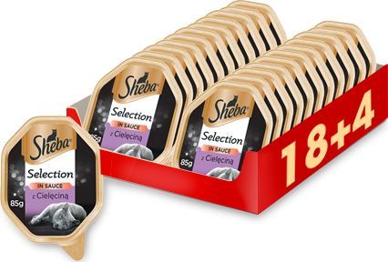 Sheba SHEBA Selection 22x85g z Cielęciną - mokra karma dla kotów w sosie (18+4 Gratis) 1