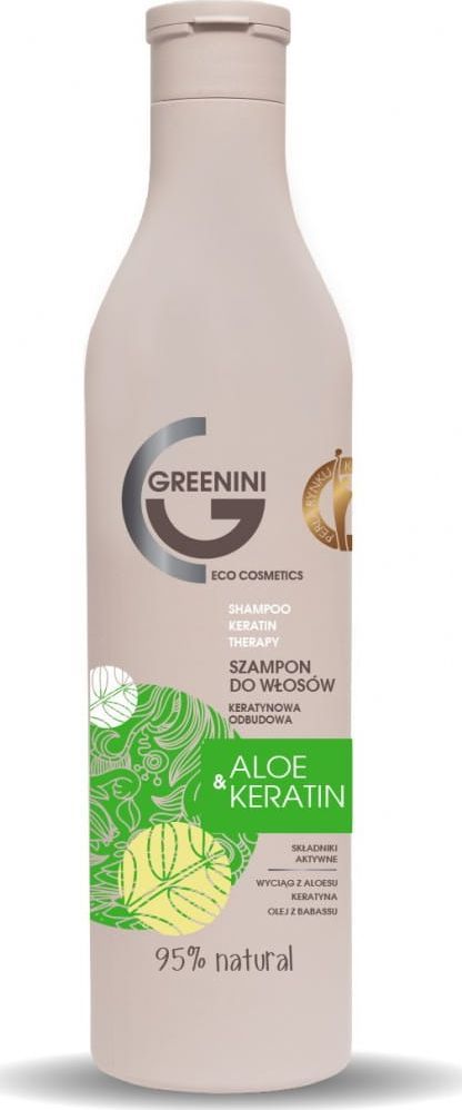 Greenini Greenini Aloe & Keratin Shampoo odbudowujący szampon do włosów Aloes i Keratyna 500ml 1