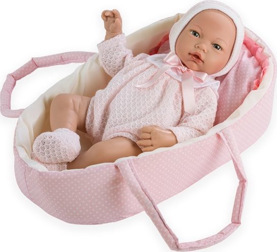 Muecas Guca MG551 Lalka bobas dziewczynka Alba w różowym nosidełku - 38 cm 1