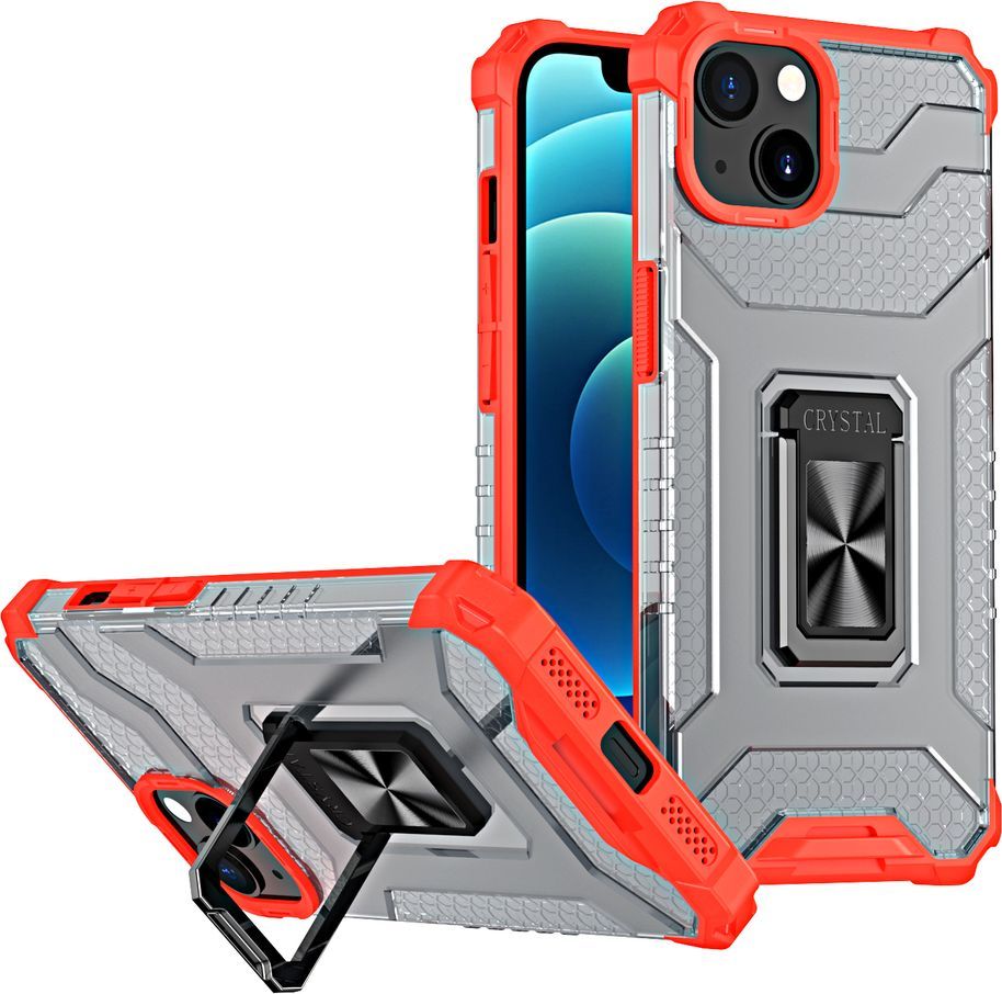 Hurtel Crystal Ring Case pancerne hybrydowe etui pokrowiec + magnetyczny uchwyt iPhone 13 mini czerwony 1
