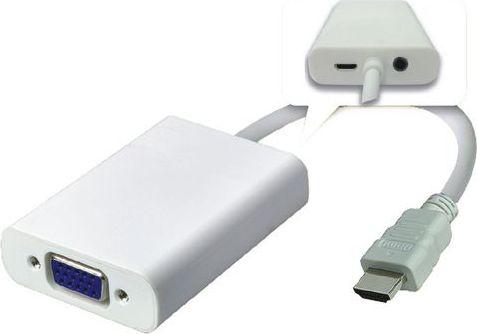 Adapter AV MicroConnect HDMI - D-Sub (VGA) + Jack 3.5mm biały (HDMVGA2) 1