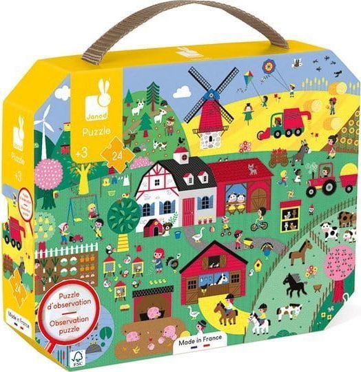 Janod Janod - Puzzle obserwacyjne w walizce Farma 24 elementy 3+ 1
