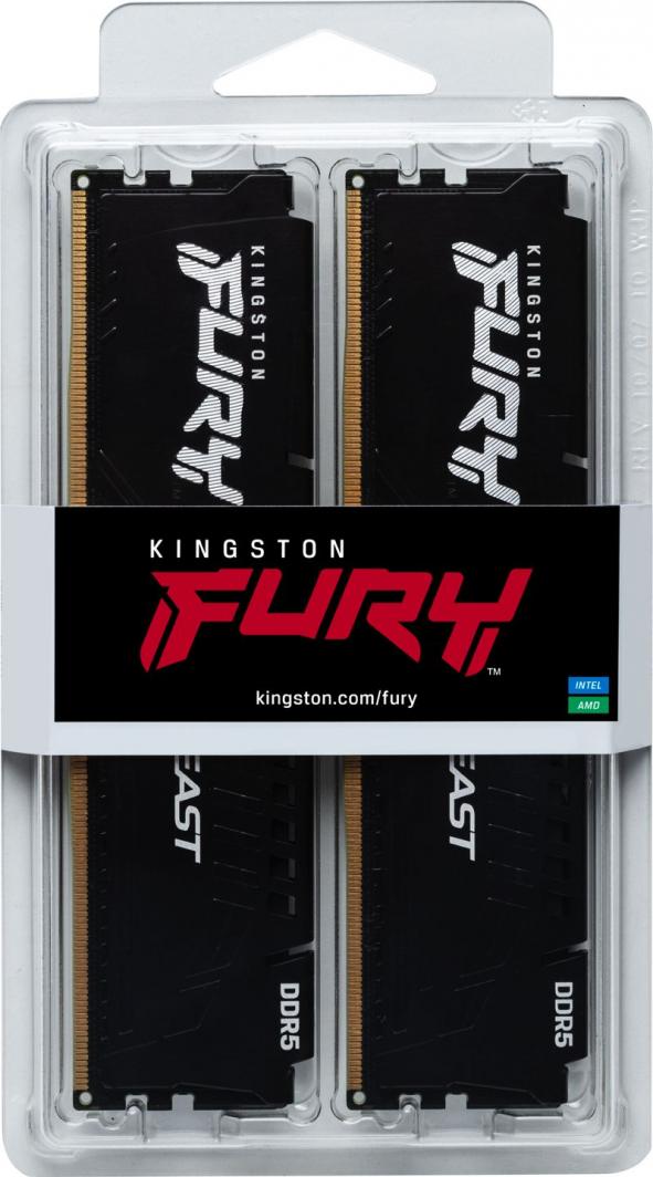 メモリー KINGSTON FURY BEAST DDR5 32GB (2x16GB) Kingston Fury Beast, DDR5, 32 GB, 4800MHz, CL38