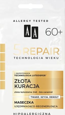 AA Technologia Wieku 5Repair 60+ Złota Kuracja maseczka ujędrniająco-regenerująca 2x4ml 1