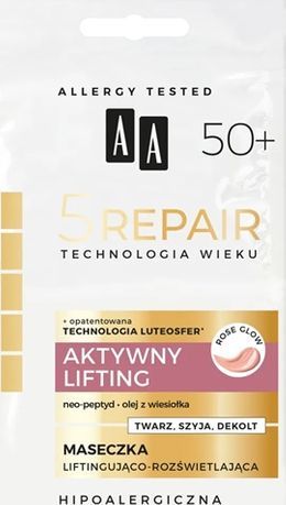 AA Technologia Wieku 5Repair 50+ Aktywny Lifting maseczka liftingująco-rozświetlająca 2x4ml 1