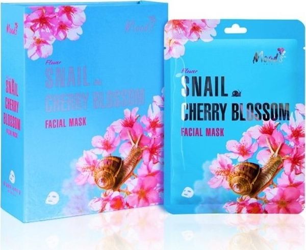 MOODS Moods Snail Cherry Blossom Facial Mask maska w płachcie ze śluzem ślimaka i ekstraktem z kwiatów 8+2szt 38 1