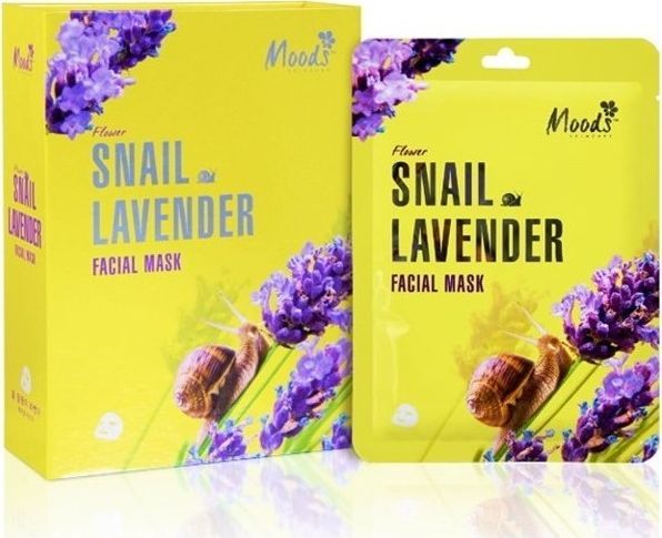 MOODS Moods Snail Lavender Facial Mask maska w płachcie ze śluzem ślimaka i wyciągiem z lawendy dla cery dojrzał 1