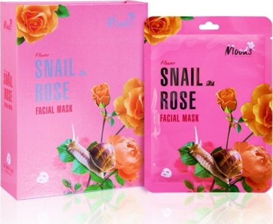 MOODS Moods Snail Rose Facial Mask maska w płachcie z ekstraktem ze śluzu ślimaka i ekstraktem z róży japońskiej 1