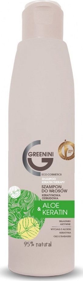 Greenini Greenini Aloe & Keratin Shampoo odbudowujący szampon do włosów Aloes i Keratyna 200ml 1