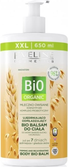  Eveline Cosmetics Eveline Cosmetics BIO Organic ujędrniająco-odmładzający bio balsam do ciała do skóry bardzo suchej Mleczko Owsiane 650 1