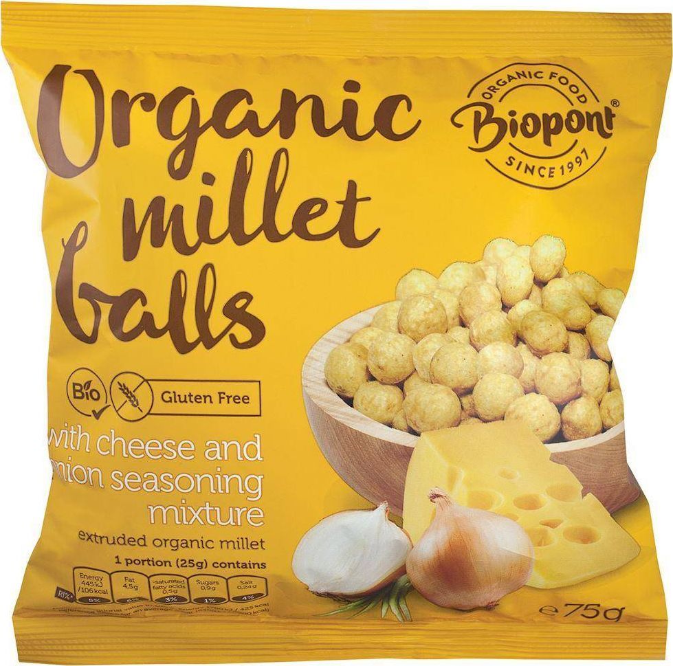 Biominki Chrupki jaglane serowo - cebulowe bezglutenowe BIO 75 g 1