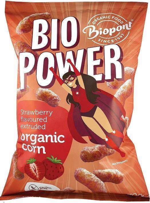 Biominki Chrupki kukurydziane o smaku truskawkowym bezglutenowe BIO 70 g 1