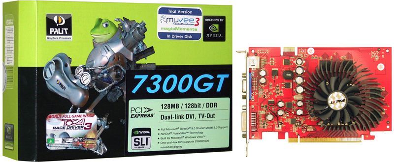 Palit GeForce 7300 7300GT 128MB/128bit TV/DVI (2,5ns) (350/800.