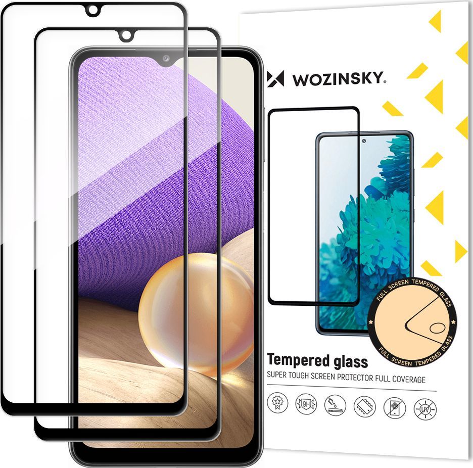 Wozinsky Wozinsky zestaw 2x super wytrzymałe szkło hartowane Full Glue na cały ekran z ramką Case Friendly Samsung Galaxy A32 5G czarny 1