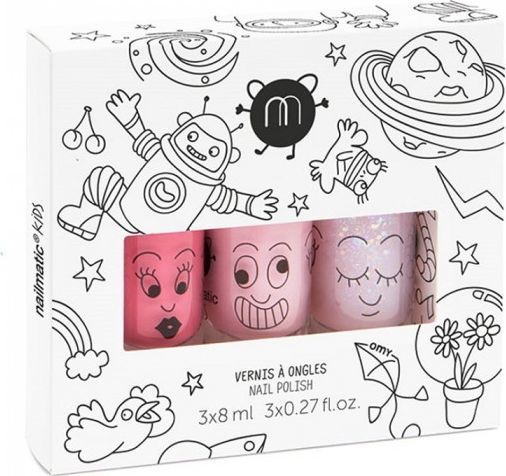 Nailmatic Nailmatic Kids Cosmos zestaw lakierów do paznokci Cookie 8ml + Bella 8ml + Polly 8ml 1