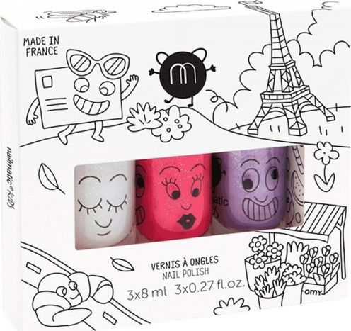 Nailmatic Nailmatic Kids City zestaw lakierów do paznokci Super 8ml + Kitty 8ml + Piglou 8ml 1