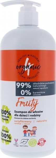 4organic Fruity naturalny szampon do włosów dla dzieci i rodziny 1000ml 1