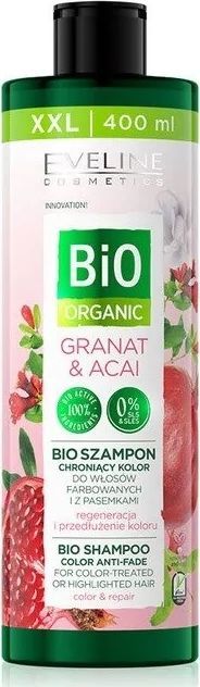 Eveline Bio Organic bioszampon chroniący kolor do włosów farbowanych i z pasemkami Granat & Acai 400ml 1