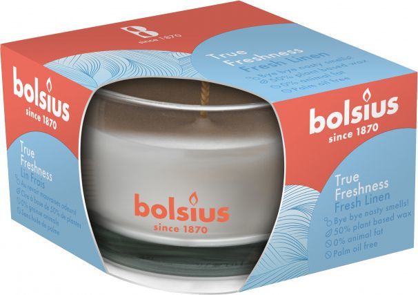 świeca zapachowa True Freshness Świeża bielizna lniana 8 cm szkło białe 1