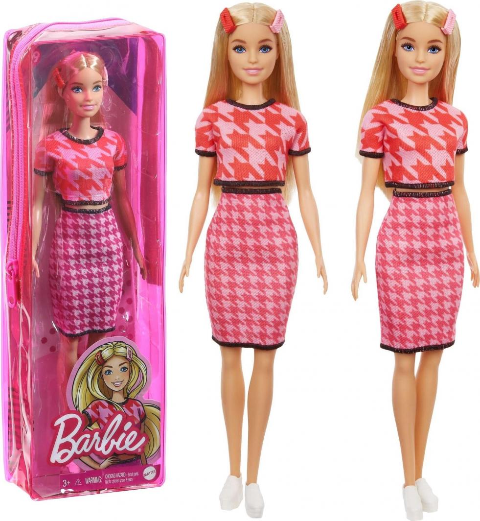 Lalka Barbie Mattel Fashionistas Modna przyjaciółka - Blondynka, różowe spineczki (GRB59) 1