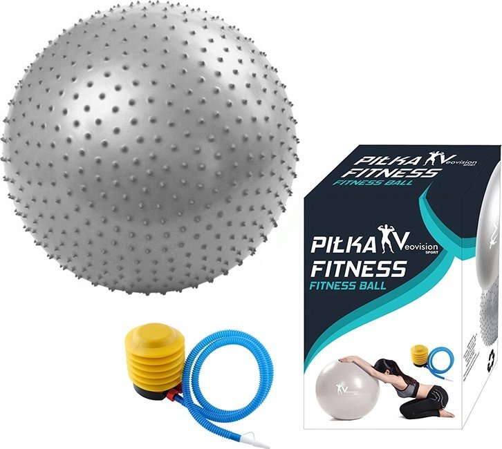 Piłka rehabilitacyjna 65cm z wypustkami szara (F9C1) 1