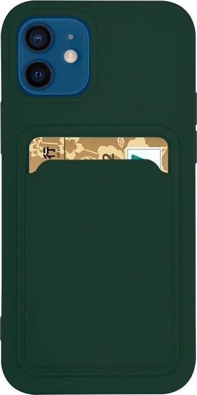 Hurtel Card Case silikonowe etui portfel z kieszonką na kartę dokumenty do iPhone 11 Pro Max ciemnozielony 1