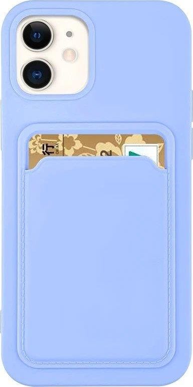 Hurtel Card Case silikonowe etui portfel z kieszonką na kartę dokumenty do iPhone 12 mini fioletowy 1