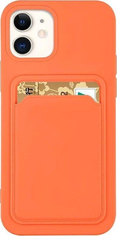 Hurtel Card Case silikonowe etui portfel z kieszonką na kartę dokumenty do iPhone 13 pomarańczowy 1