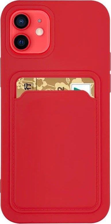 Hurtel Card Case silikonowe etui portfel z kieszonką na kartę dokumenty do Xiaomi Poco X3 NFC czerwony 1