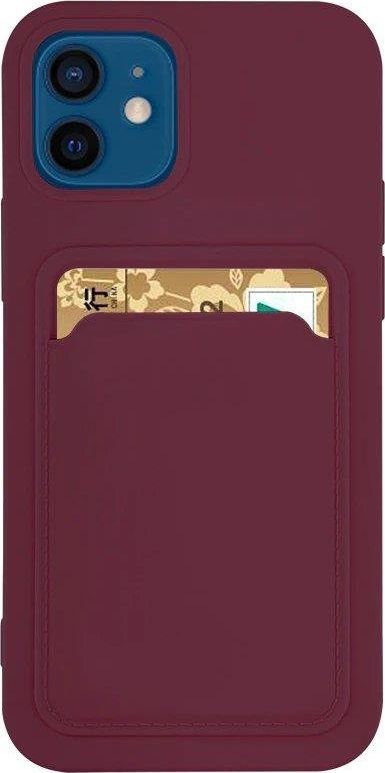 Hurtel Card Case silikonowe etui portfel z kieszonką na kartę dokumenty do Xiaomi Redmi Note 10 / Redmi Note 10S bordowy 1