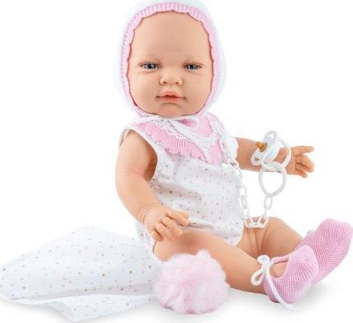 Marina Pau Lalka bobas 45cm Recien Nacido Soft, w zestawie z małym kocykiem i smoczkiem, różowa 1642 1