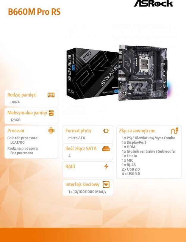 CPU ASRock B660M Pro RS + Core i5-12600K ASRock > B660M Pro RS