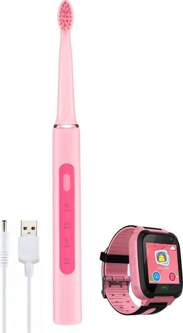 Szczoteczka Vitammy Szczoteczka soniczna Splash różowy + Smartwatch dla dzieci 1