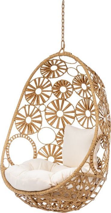 Fotel Wiszący Rattanowy Kokon, Złoty Brąz 1