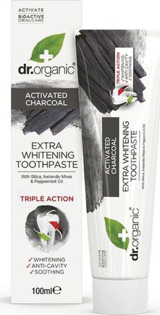 Dr. Organic Dr.Organic ACTIVTED CHARCOAL pasta do zębów z ORGANICZNYM AKTYWNYM WĘGLEM wybielająco-oczyszczająca 1