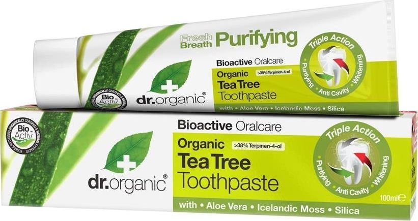 Dr. Organic Dr.Organic TEA TREE pasta do zębów z ORGANICZNYM OLEJKIEM Z DRZEWA HERBACIANEGO wybielająco-antybakteryjna 1