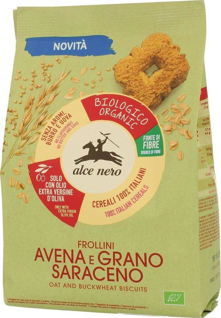 Alce Nero CIASTKA OWSIANO - GRYCZANE Z DODATKIEM OLIWY Z OLIWEK EXTRA VIRGIN (14 %) BIO 250 g - ALCE NERO 1