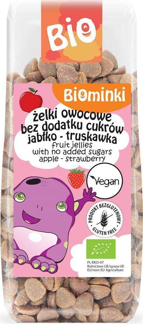 Biominki ŻELKI OWOCOWE BEZ DODATKU CUKRÓW JABŁKO - TRUSKAWKA BIO 150 g - BIOMINKI 1