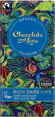 CHOCOLATE AND LOVE CZEKOLADA SZWAJCARSKA GORZKA 71 % FAIR TRADE BIO 80 g - CHOCOLATE AND LOVE 1