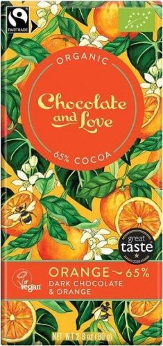 CHOCOLATE AND LOVE CZEKOLADA SZWAJCARSKA GORZKA O SMAKU POMARAŃCZOWYM FAIR TRADE BIO 80 g - CHOCOLATE AND LOVE 1