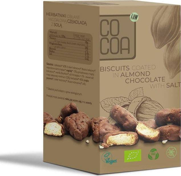 Cocoa HERBATNIKI MINI W CZEKOLADZIE MIGDAŁOWEJ Z SOLĄ BIO 80 g - COCOA 1