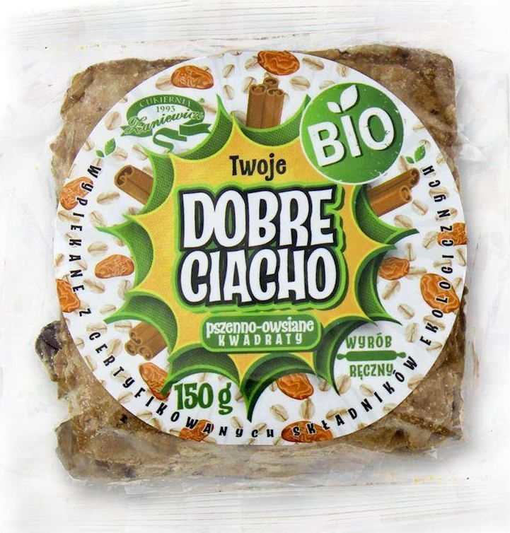 CUKIERNIA ZANIEWICZ CIASTKA PSZENNO - OWSIANE KWADRATY Z RODZYNKAMI I CYNAMONEM BIO 150 g - CUKIERNIA ZANIEWICZ (DOBRE CIACHO) 1