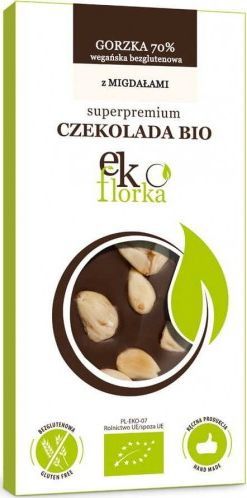 EKOFLORKA CZEKOLADA PREMIUM GORZKA Z MIGDAŁAMI BEZGLUTENOWA BIO 85 g - EKOFLORKA 1