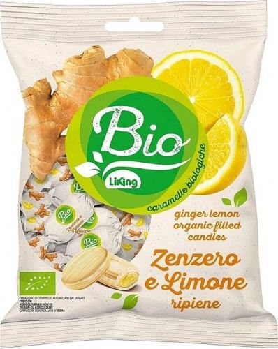 LIKING CUKIERKI Z NADZIENIEM O SMAKU IMBIROWO - CYTRYNOWYM BEZGLUTENOWE BIO 90 g - LIKING 1