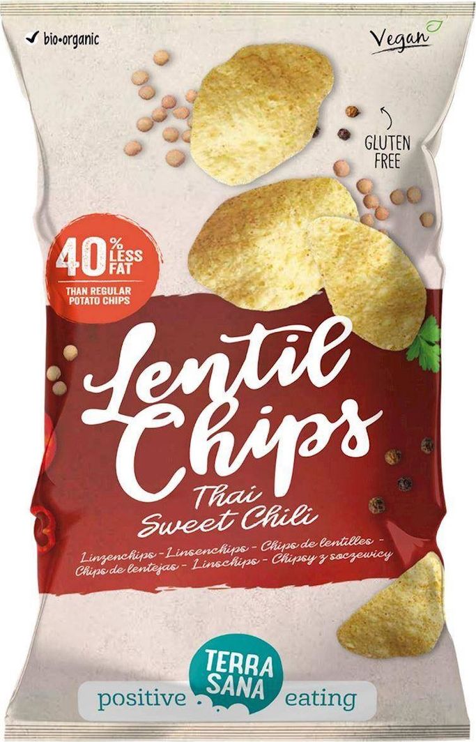 Terrasana CHIPSY Z SOCZEWICY O SMAKU TAJSKIEGO SŁODKIEGO CHILI BEZGLUTENOWE BIO 75 g - TERRASANA 1