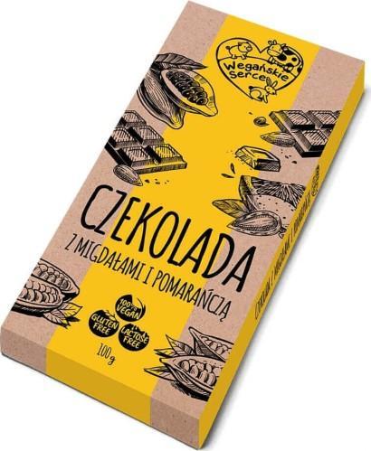 WEGAŃSKIE SERCE Czekolada z migdałami i pomarańczą 100 g Wegańskie serce 1