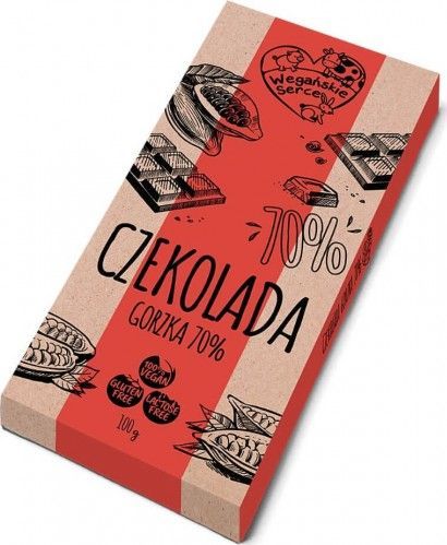 WEGAŃSKIE SERCE Czekolada gorzka 70% 100 g Wegańskie serce 1