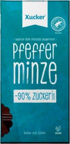 Xucker Czekolada gorzka 75% kakao z ksylitolem i miętą bez dodatku cukru Xucker 80g 1