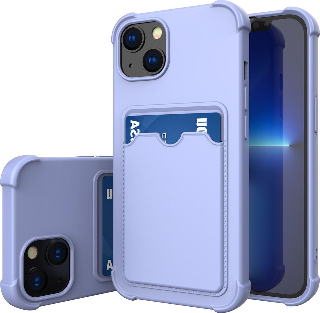 Hurtel Card Armor Case etui pokrowiec do iPhone XR portfel na kartę silikonowe pancerne etui Air Bag jasnoniebieski 1