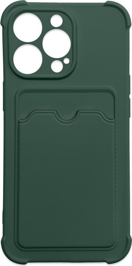 Hurtel Card Armor Case etui pokrowiec do iPhone 12 Pro portfel na kartę silikonowe pancerne etui Air Bag zielony 1